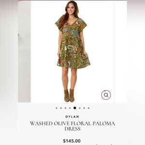 DYLAN WASHED OLIVE FLORAL PALOMA DRESS